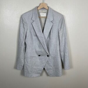 SUISTUDIO Women's 10 Blazer Light Grey Wool Cato Double Breasted LPC0027NI15 NEW